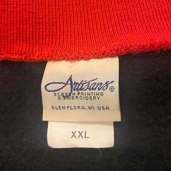 Vintage XXL 1/4 Zip Collared Cardinal & Pine Cone Granny Sweatshirt - Picture 4 of 5